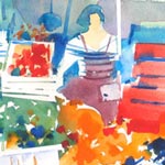 Marché aux Fleurs <span id='small'>| aquarelle 26 x 36</span>